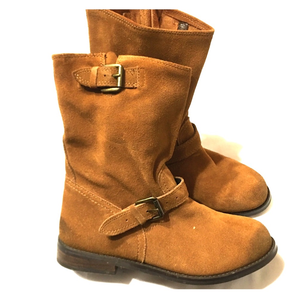 Report Tan light brown suede leather booties